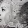portrait, woman portrait, Gustav Klimt, black and white, contemprary, charcoal drawing, surrealism, realism, figurative
