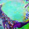 peacock, Chagall, Chagall inspired, fine art, colorful painting, bird, flowers, trees
