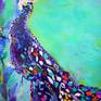 peacock, Chagall, Chagall inspired, fine art, colorful painting, bird, flowers, trees