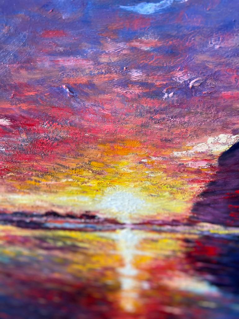 Original Impressionism Beach Painting by Haelyn Y