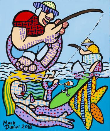 Print of Cubism Fish Paintings by Mark Daniel