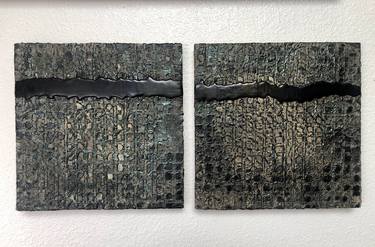 Original diptych Abstract Painting by Linda  Stoloff Frueh