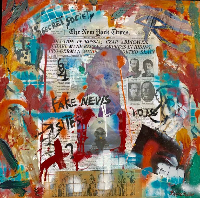 Fake news Painting by Pierre Poulin | Saatchi Art