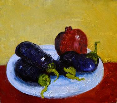 The still life wit eggplants and a pomegranate thumb