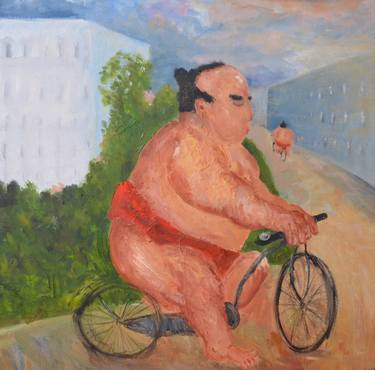 Print of Figurative Bicycle Paintings by Vladimir Soloviev