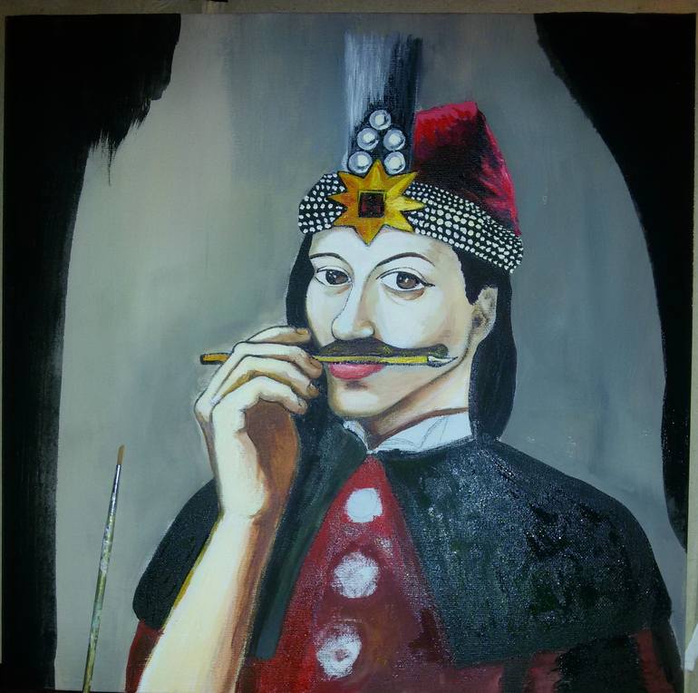 Original Documentary People Painting by Elisabeta Vlad
