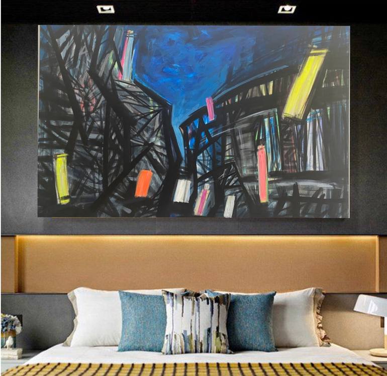 Original Abstract Architecture Painting by Diana Raycheva