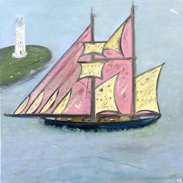 Original Figurative Sailboat Paintings by John Evans