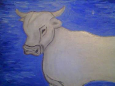 White Bull on Blue thumb