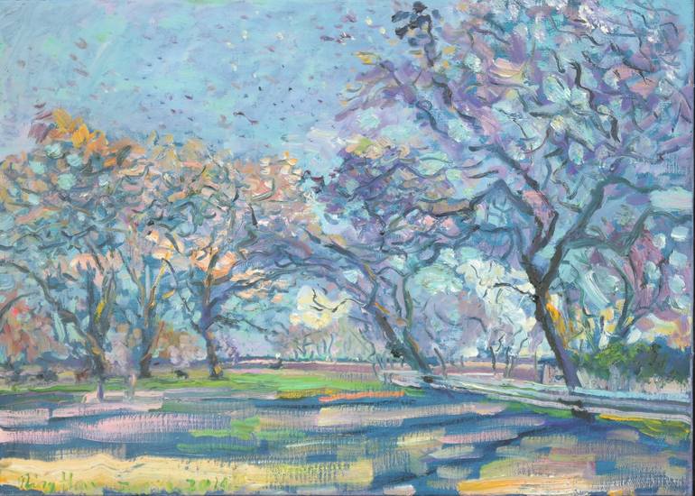 Winter Oak Trees Painting by Ning Hou | Saatchi Art