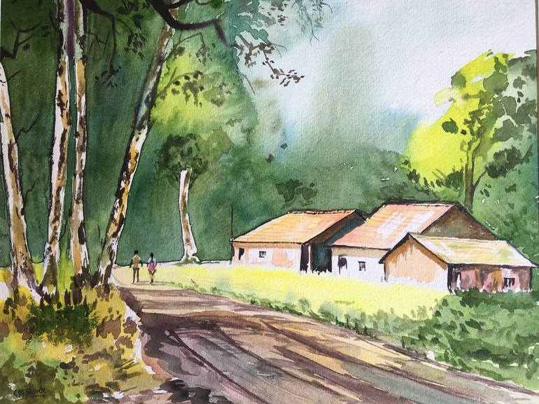 Forest House Painting by Chandrakant Shinde | Saatchi Art