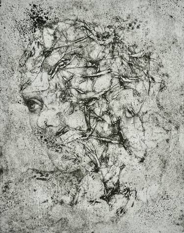 Original Abstract Expressionism Portrait Printmaking by Jocelyne Bellemare