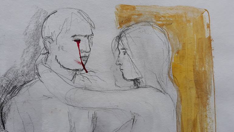 Original Expressionism Erotic Drawing by Christakis Christou