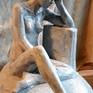 A sculpture worked on clay during a life drawing session and turned to glazed ceramic.
It was mosly modelled in a way to capture the essence of the pose and the character of the model.