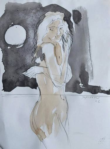 Original Figurative Women Drawings by Christakis Christou