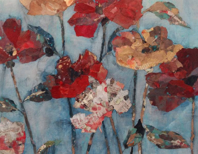 Original Abstract Floral Collage by Hannah Rosenberg