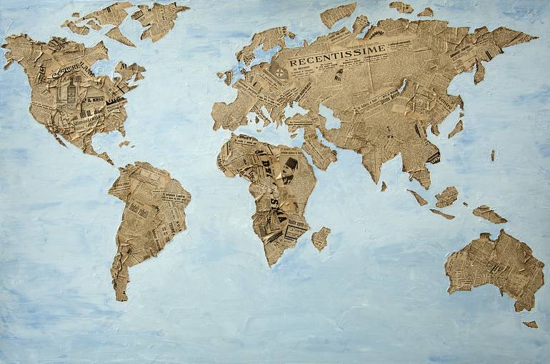 Mappa Mondo 1914 Collage by Lilian istrati