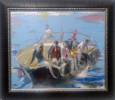 Original Figurative Boat Paintings by Stoa Art Gallery