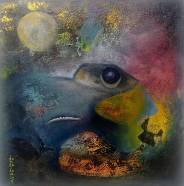 Original Abstract Fish Paintings by Stoa Art Gallery