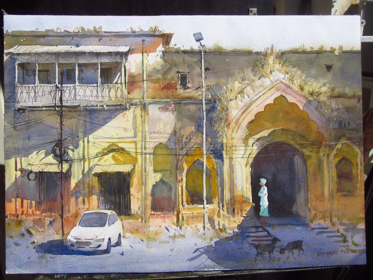 Original Impressionism Architecture Painting by Bhargavkumar Kulkarni