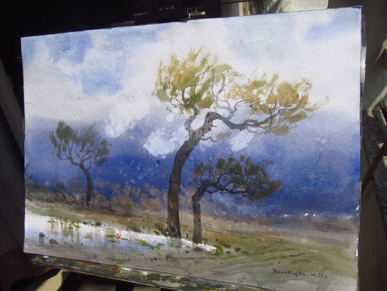 Original Expressionism Landscape Painting by Bhargavkumar Kulkarni