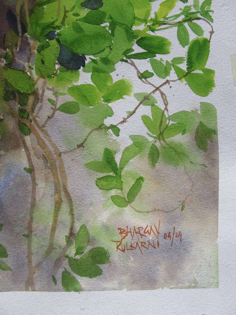 Original Realism Garden Painting by Bhargavkumar Kulkarni