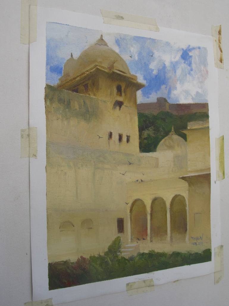 Original Impressionism Architecture Painting by Bhargavkumar Kulkarni
