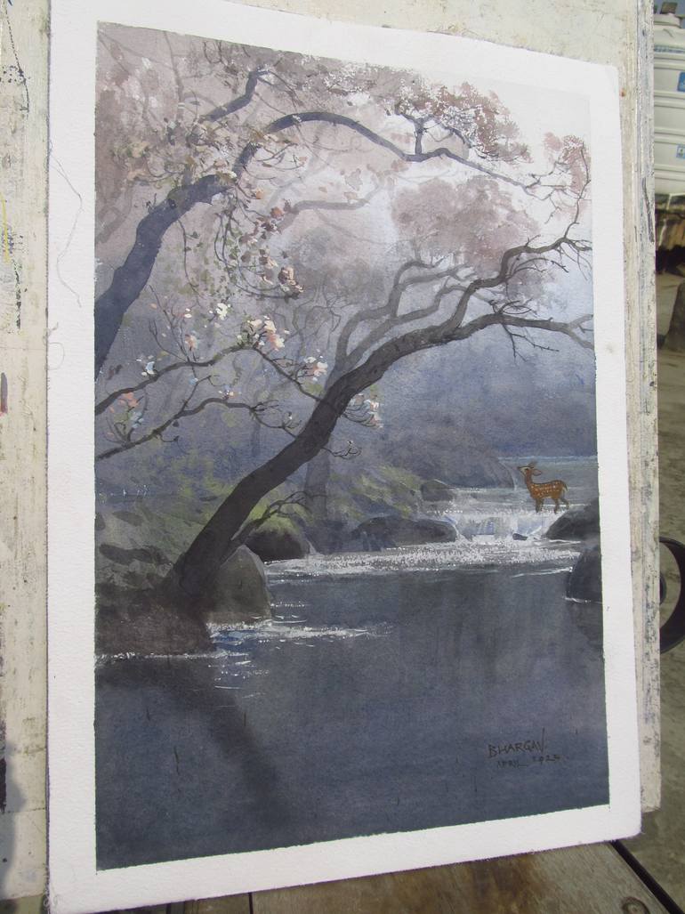 Original Impressionism Landscape Painting by Bhargavkumar Kulkarni