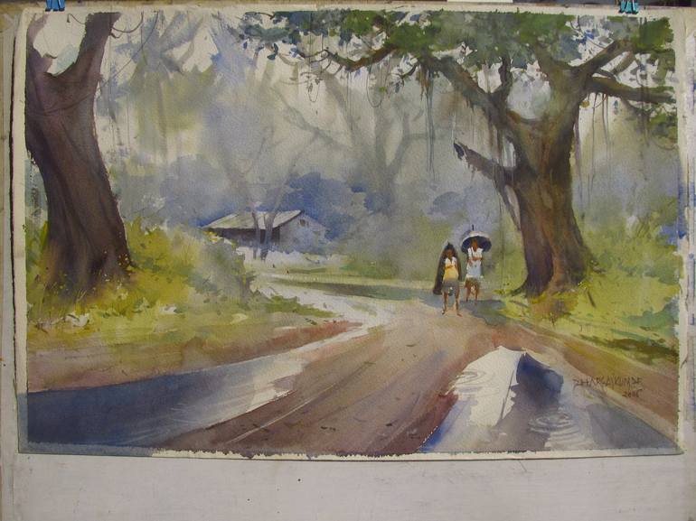 Original Fine Art Rural life Painting by Bhargavkumar Kulkarni