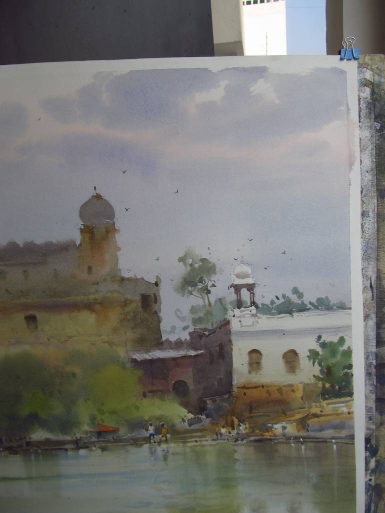 Original Impressionism Architecture Painting by Bhargavkumar Kulkarni