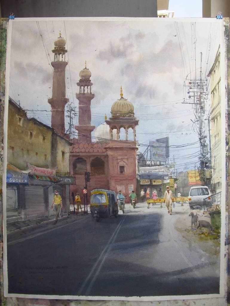 Original Impressionism Architecture Painting by Bhargavkumar Kulkarni