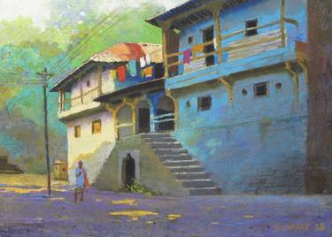 Original Impressionism Rural life Paintings by Bhargavkumar Kulkarni