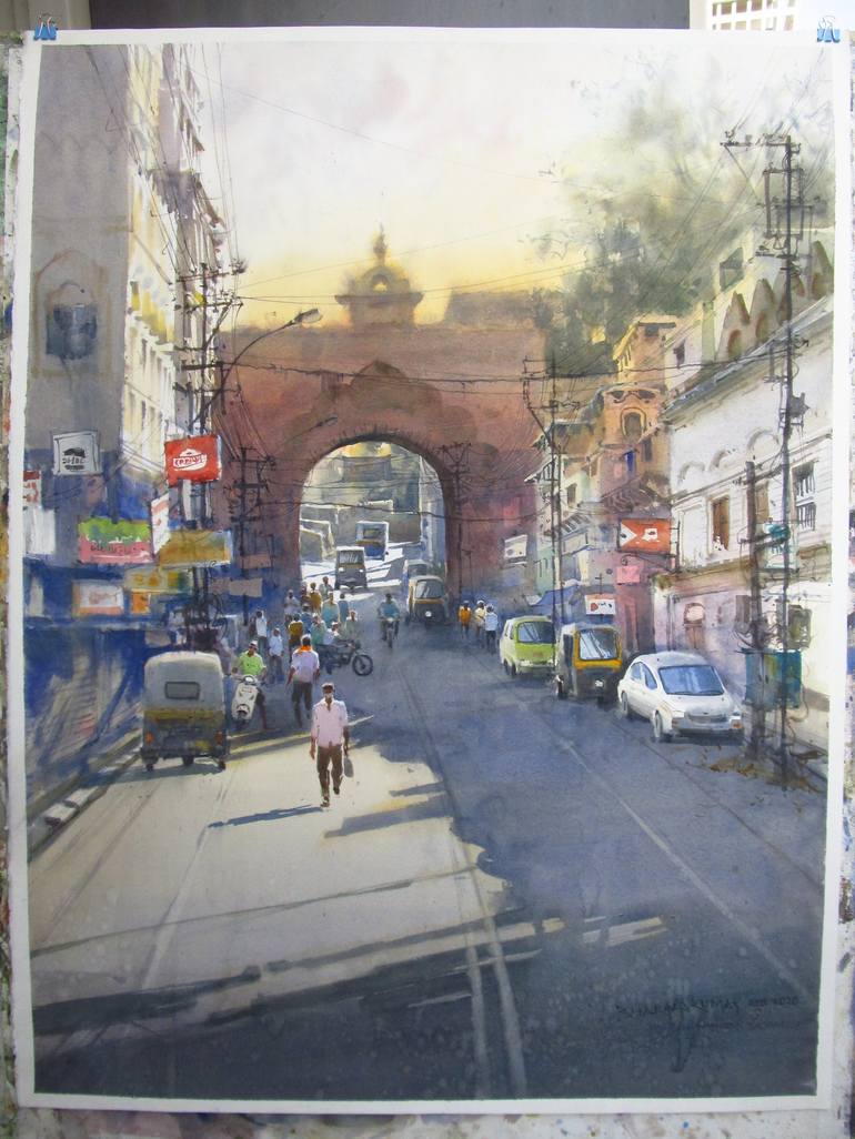 Original Realism Cities Painting by Bhargavkumar Kulkarni