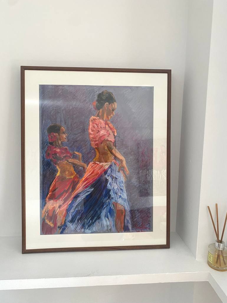 Original Impressionism People Drawing by Lena Done