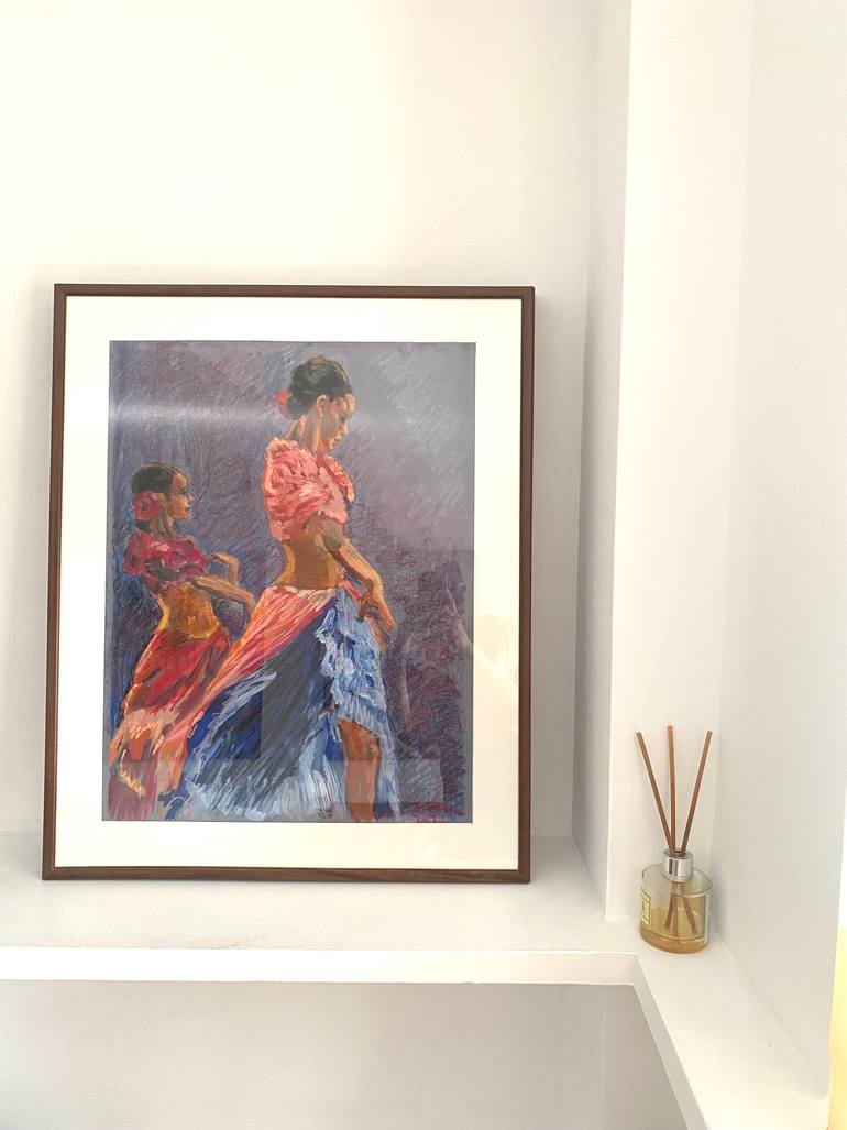 Original Impressionism People Drawing by Lena Done