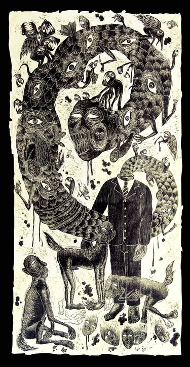 Original Surrealism Fantasy Printmaking by Kriangkrai Kongkhanun