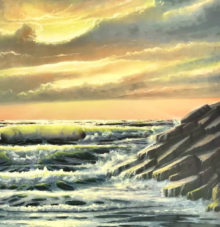 Original Fine Art Seascape Painting by Mustafa Gunen