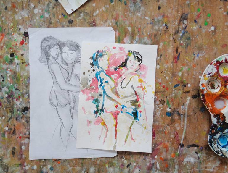 Original Abstract Women Painting by Michel Gordon Tardio