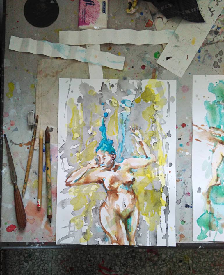 Original Expressionism Nude Painting by Michel Gordon Tardio