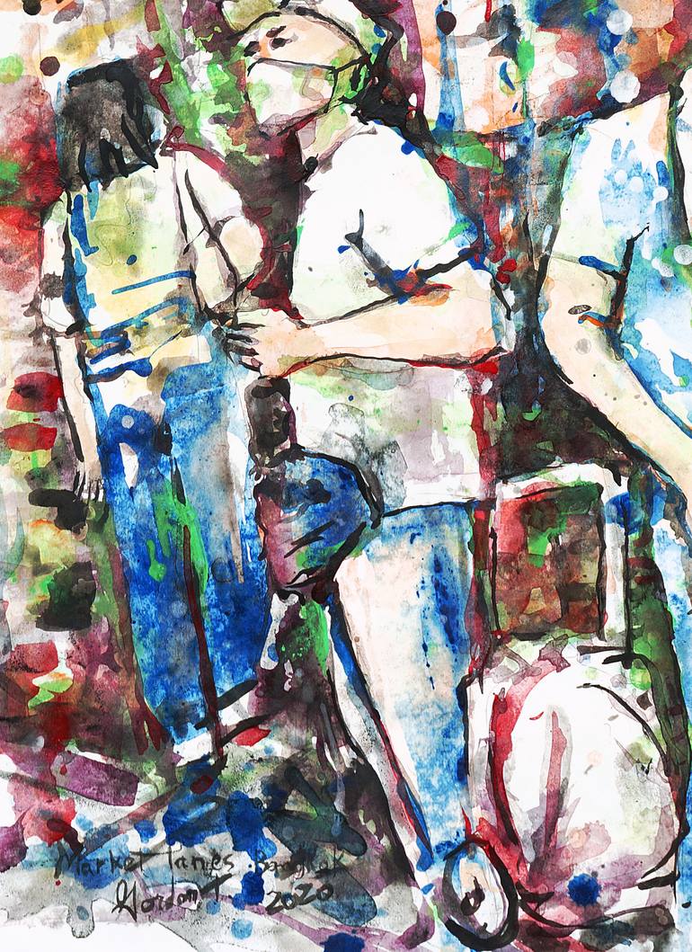 Original Expressionism People Painting by Michel Gordon Tardio