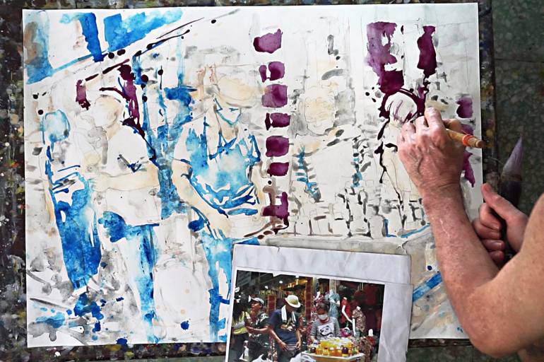 Original Expressionism People Painting by Michel Gordon Tardio