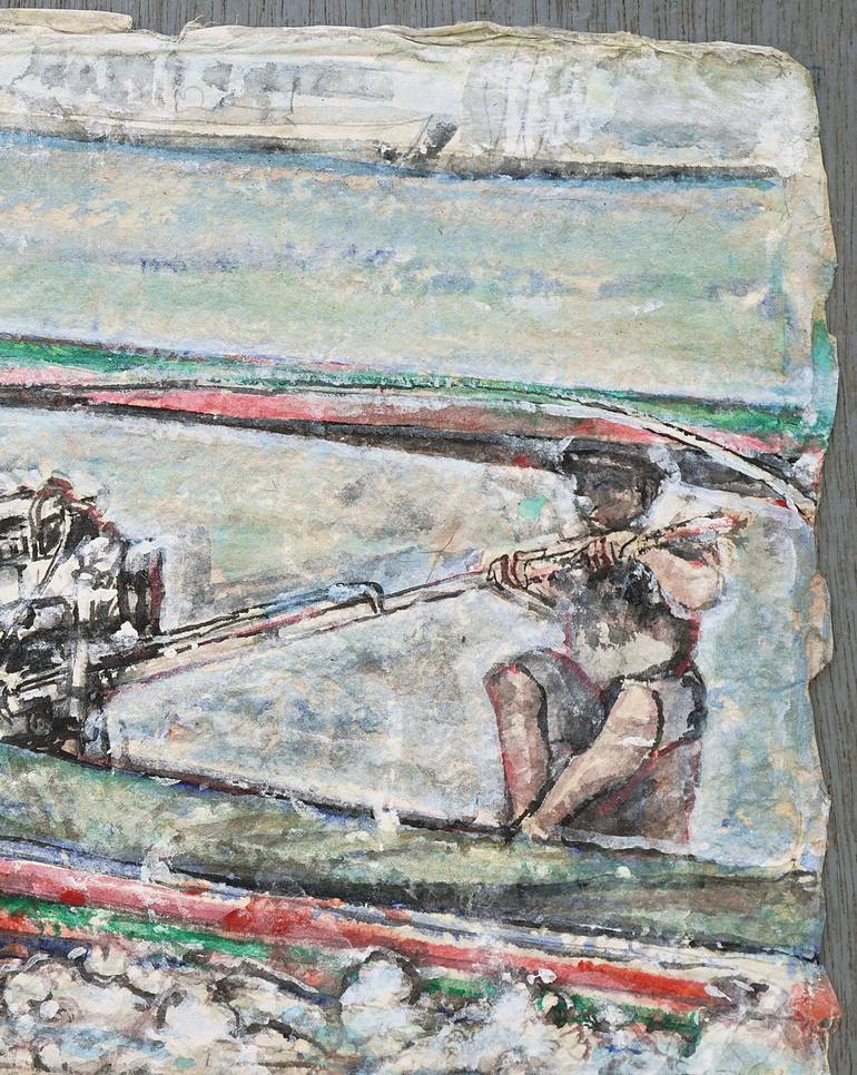 Original Expressionism Boat Painting by Michel Gordon Tardio