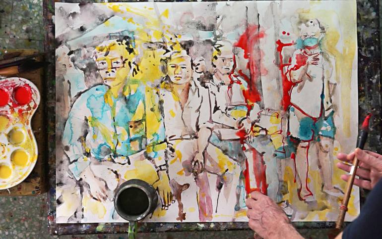 Original People Painting by Michel Gordon Tardio