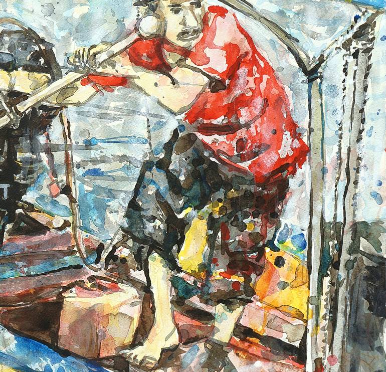 Original Boat Painting by Michel Gordon Tardio