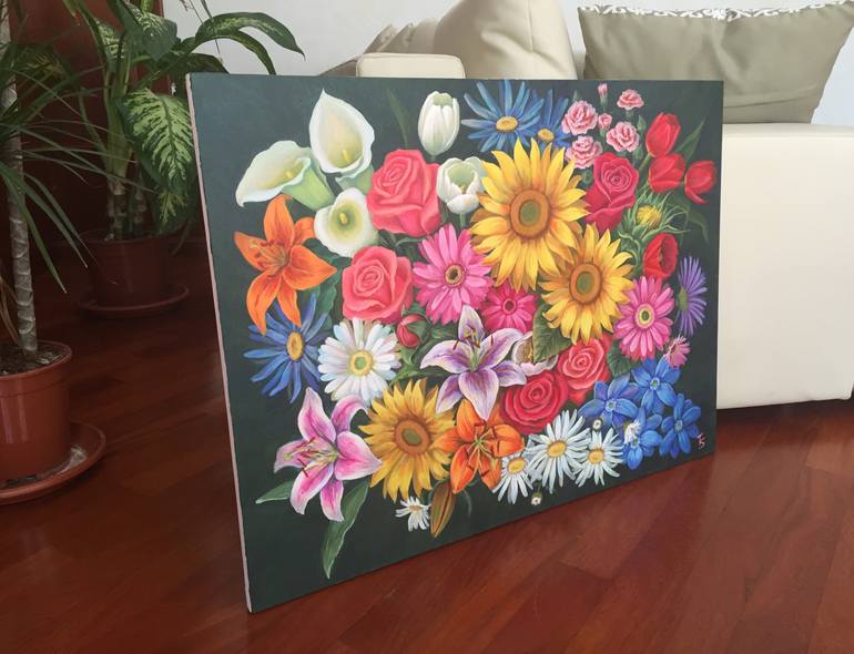 Original Expressionism Floral Painting by Tamara Vlasen