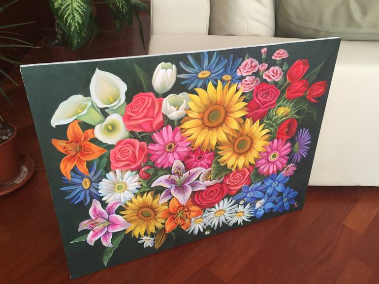 Original Expressionism Floral Painting by Tamara Vlasen