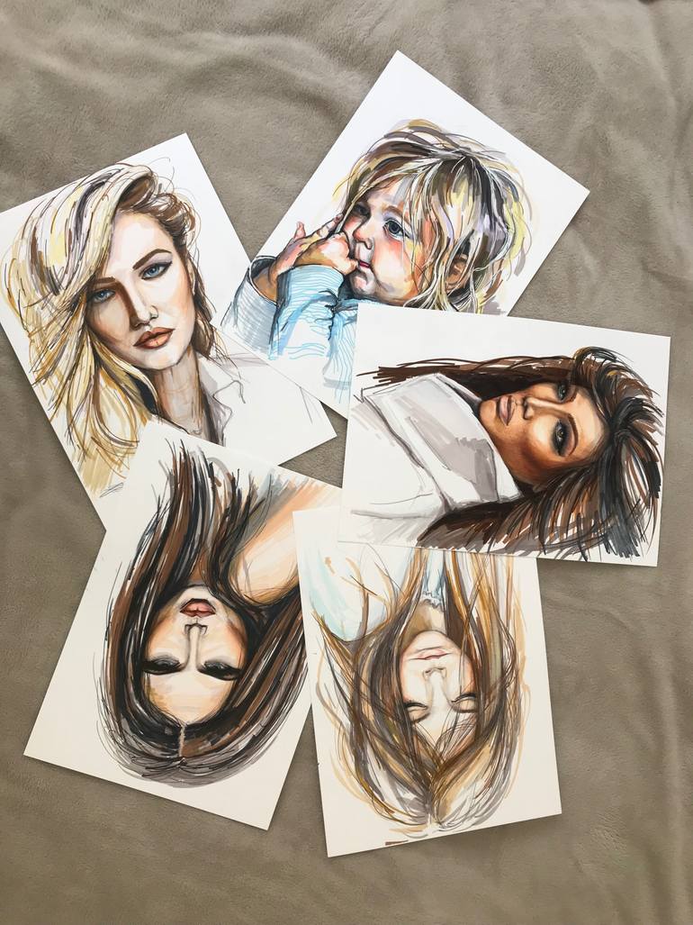 Original Illustration People Drawing by Tamara Vlasen