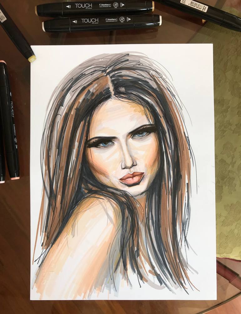 Original Illustration People Drawing by Tamara Vlasen