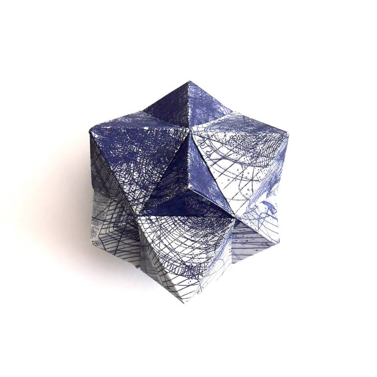 Polyhedral Form - Octahedron Cube in blue-violet Sculpture by Louisa ...