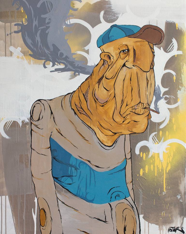 Original Portraiture Cartoon Painting by Petter Bakken